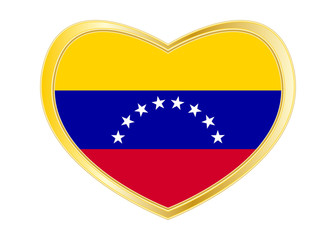 Flag of Venezuela in heart shape, golden frame