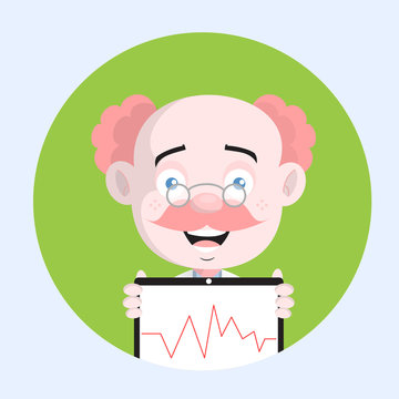 smiling doctor holding tablet with red line clip art preview