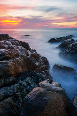 Obraz premium Sea sunset or sunrise with colorful of sky and cloud in twilight