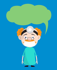 Cartoon Urologist Surgeon with Speech Bubble Vector