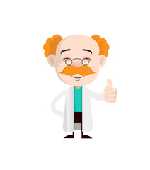 Joyful Old Cardiologist Doctor Showing Thumbs Up Vector