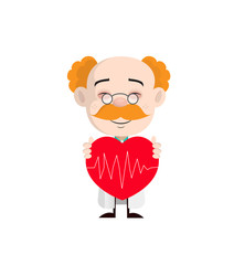Happy Cardiology Doctor with Heart Vector