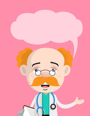 Pensive Doctor Hand Gesture with Speech Bubble Vector