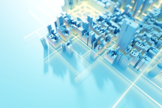 Techno mega city; urban and futuristic technology concepts, original 3d rendering