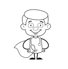 Smiling Doctor Face Doodle Art Vector