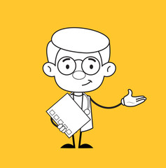 Smiling Doctor Presenting Gesture with Checklist Vector