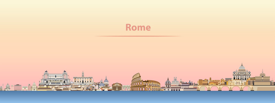 vector Rome city skyline at sunrise