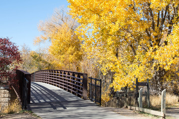 Footbridge over the Animas river in the autumn