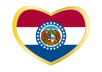 Flag of Missouri in heart shape, golden frame