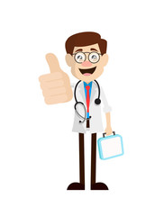 Laughing Doctor Showing Thumbs Up Vector Illustration