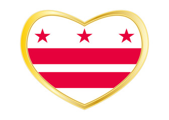 Flag of Washington, D.C. in heart shape Gold frame