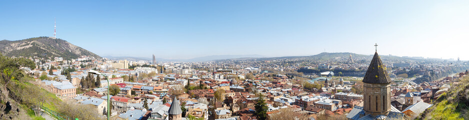 Fototapeta na wymiar old district Tbilisi, top view