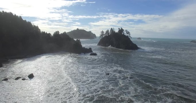 Aerial backing over the northern California coast