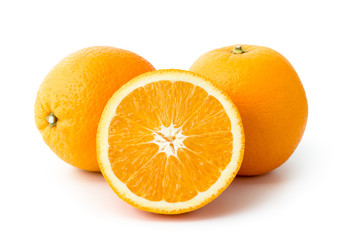 Oranges on white background, isolated.