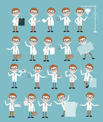 Many Doctor Concepts and Gestures Vector Collection
