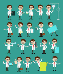 Comic Specialist Doctors Poses and Concepts Vector Set