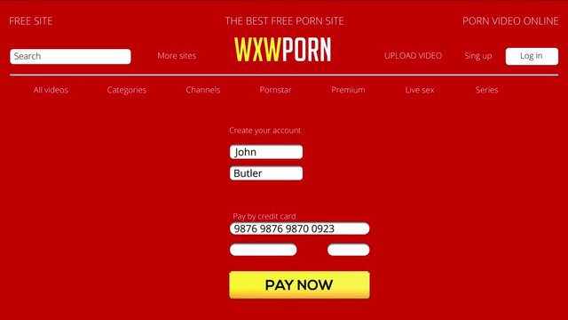 Online payment on Porn site. Adult content only. Download porn content. Online porn concept. Sex and xxx sites.
