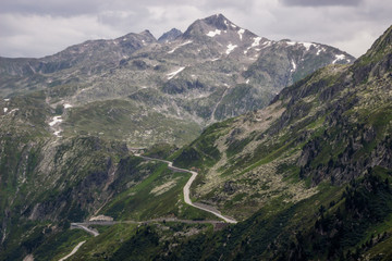 road by Furka pass in Alps in Switzerland