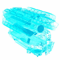 Diesel Engine V12 X Ray Style. Isolated.