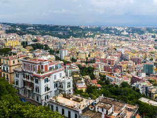 Naklejka premium Castel Sant'Elmo, Blick vom Belvedere San Martino auf die Altstadt von Neapel, Neapel, Kampaniem, Italien