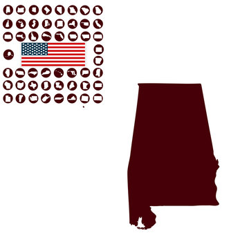 Map of the U.S. state of Alabama on a white background