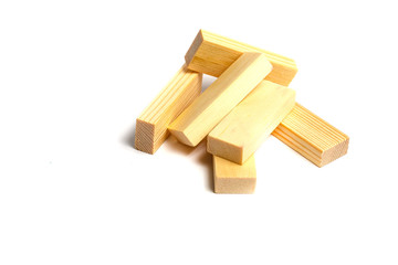 Blocks of wood isolated on white background
