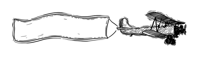 Cheerful plane Vector hand drawn illustration.