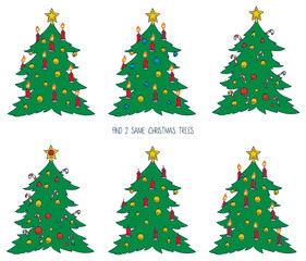 Game for Children with Christmas Trees