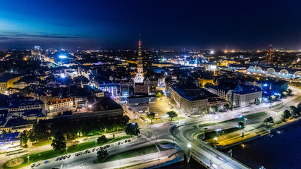 Fototapeta na wymiar Old Riga City Town and roads Air Drone pictures
