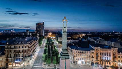 Old Riga City Town and roads Air Drone pictures - obrazy, fototapety, plakaty