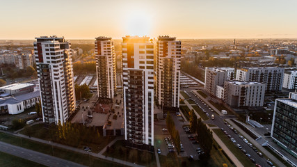 Naklejka premium Old Riga City Town and roads Air Drone pictures