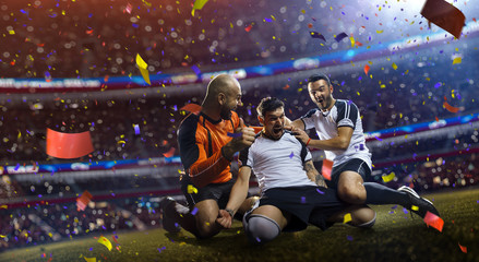 winnder soccer players confetti 