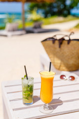 Exotic cocktails at beach