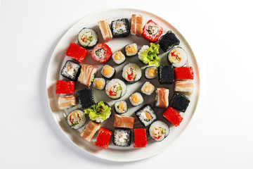 Japanese seafood sushi rolls  set