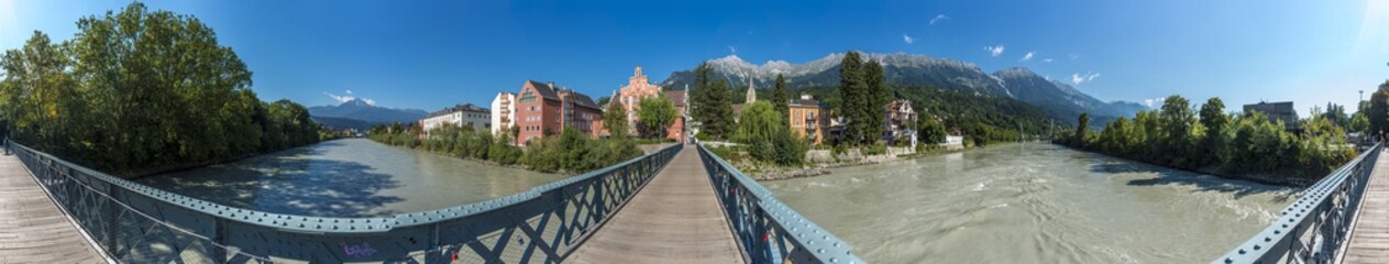 Fototapeta na wymiar Innsteg bridge in Innsbruck, Upper Austria.