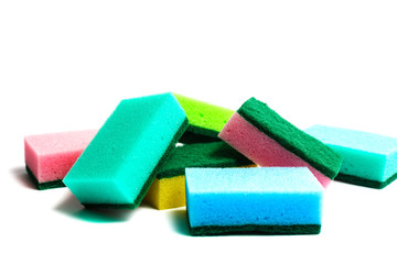 Sponges for dishwashing isolated on a white background