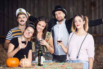 Adult halloween party in costumes