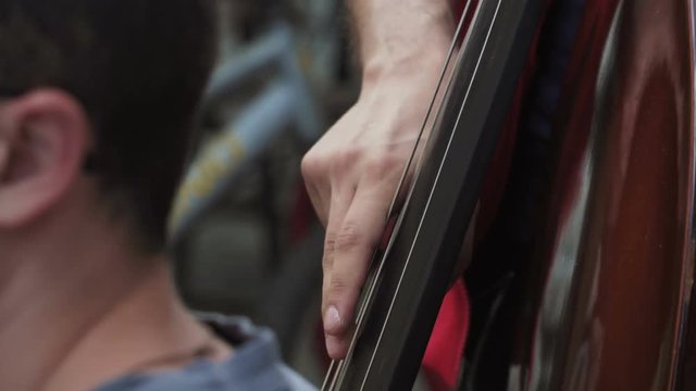 Music band playing on the street, close-up shot