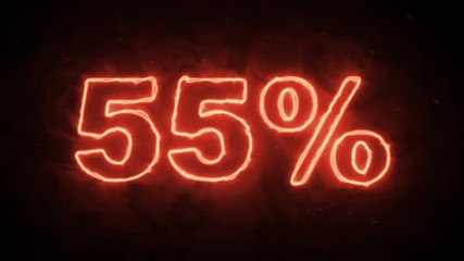 55 percent off - hot burning symbol letters on dark background