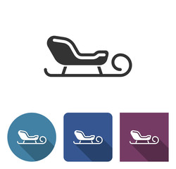 Sleigh icon in different variants with long shadow