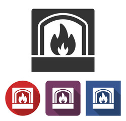 Fireplace icon in different variants with long shadow