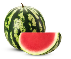Ripe watermelon and slice