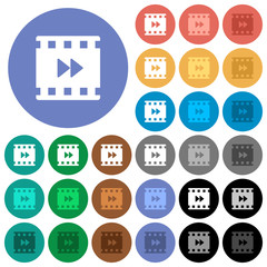 Movie fast forward round flat multi colored icons