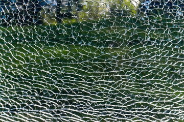 Broken window glass in transport