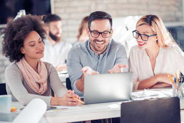 Working together on project.