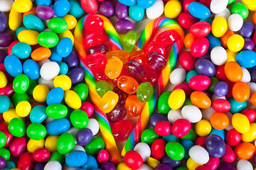 frame from heart from colorful sweets of sugar candies