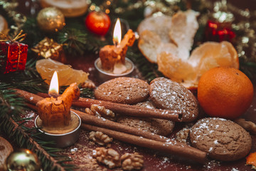 vintage christmas decoration on the table