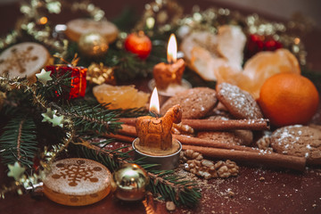 vintage christmas decoration on the table