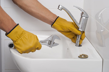 installation of a faucet for a sink