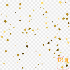 Gold stars confetti celebration background. Vector illustration